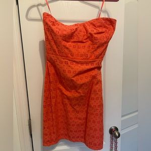 J Crew Coral Eyelet strapless dress size 4 worn once